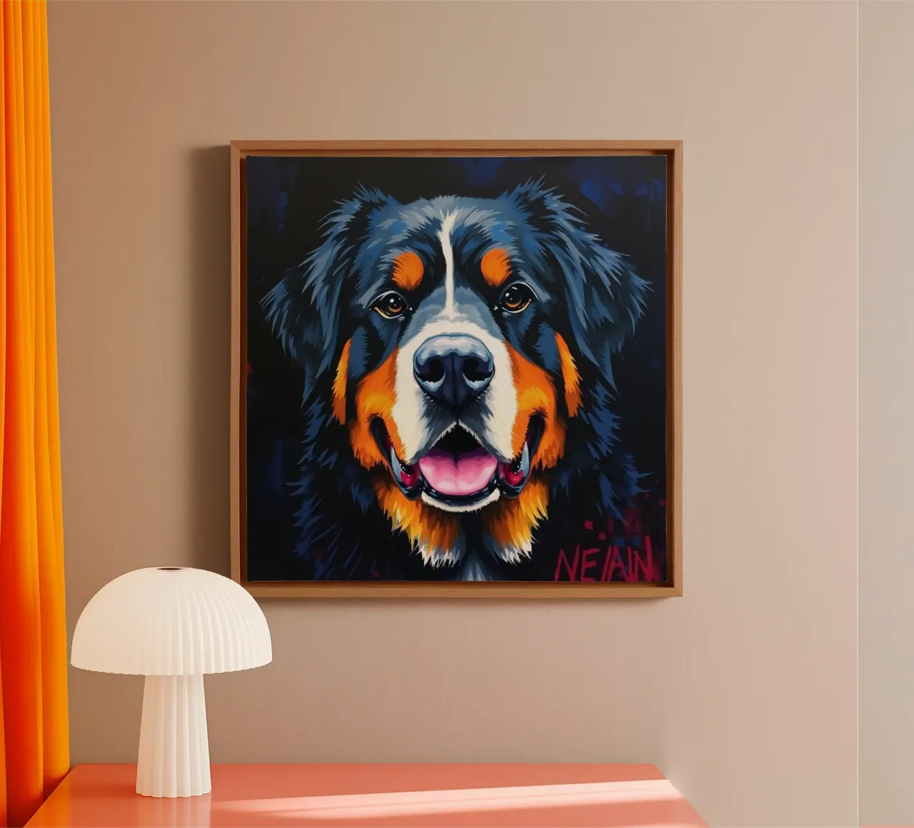 Beautiful Bernese Mountain Dog #124 canvas with Floater frame by Yumis.Beargang.and.Me