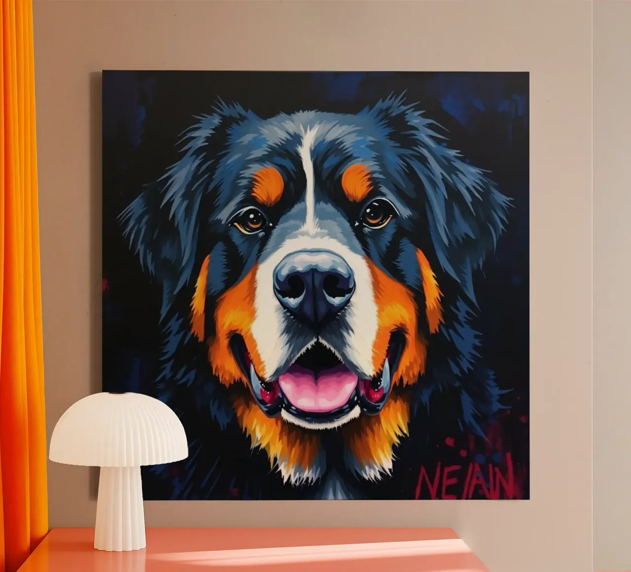 Beautiful Bernese Mountain Dog #124 canvas with Floater frame by Yumis.Beargang.and.Me