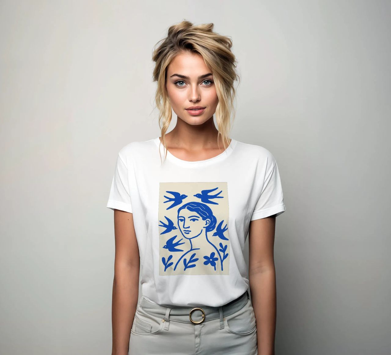 Lady Blue Bird women's fitted t-shirt by treechild
