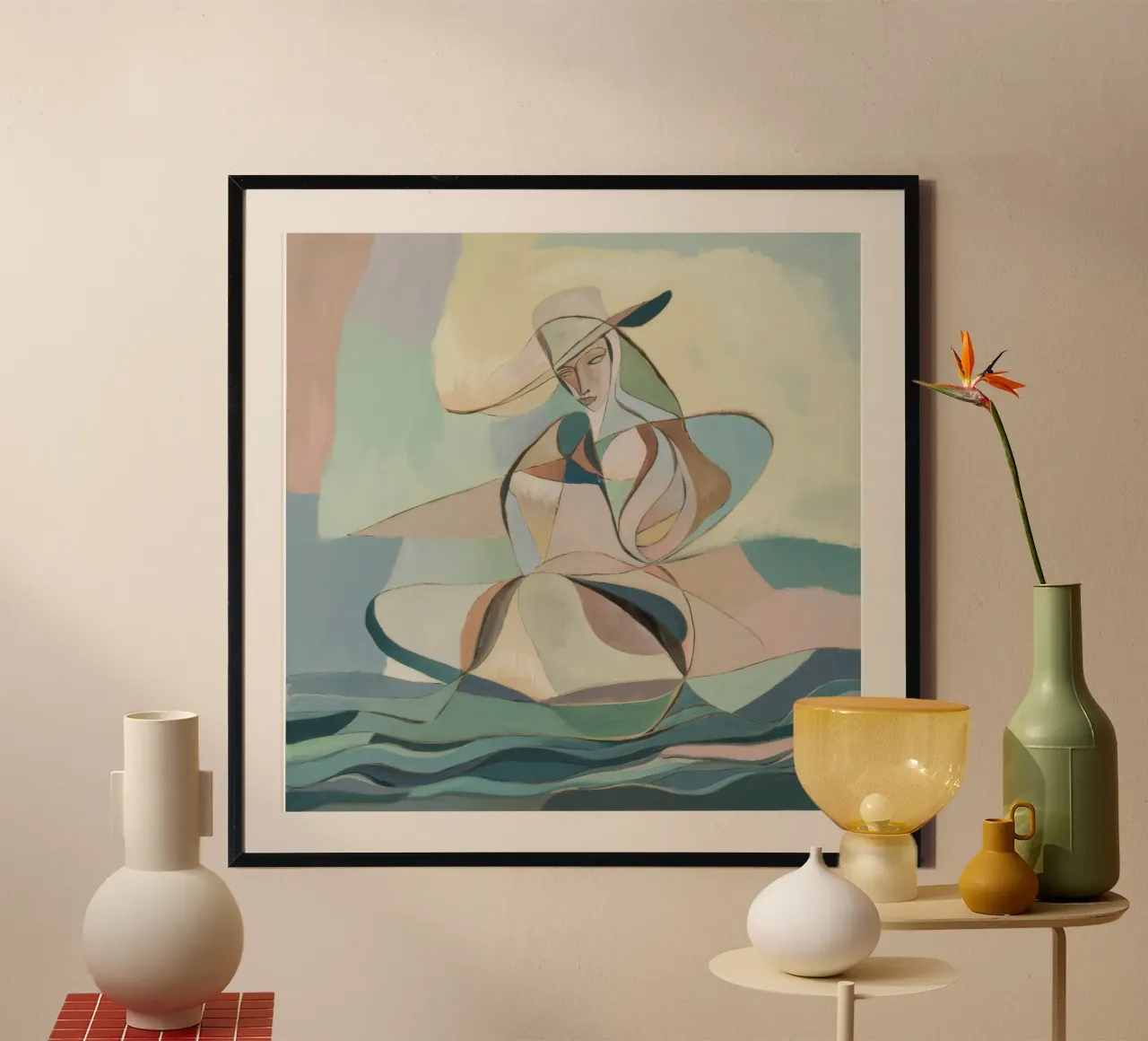 Meditazione Orizzonte Fluttuante poster con telaio in plastica da Crimson Whisper