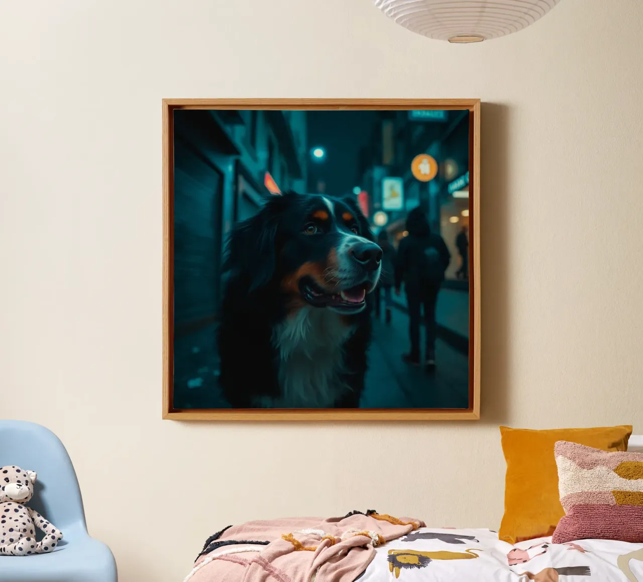 Beautiful Bernese Mountain Dog #125 canvas with Floater frame by Yumis.Beargang.and.Me