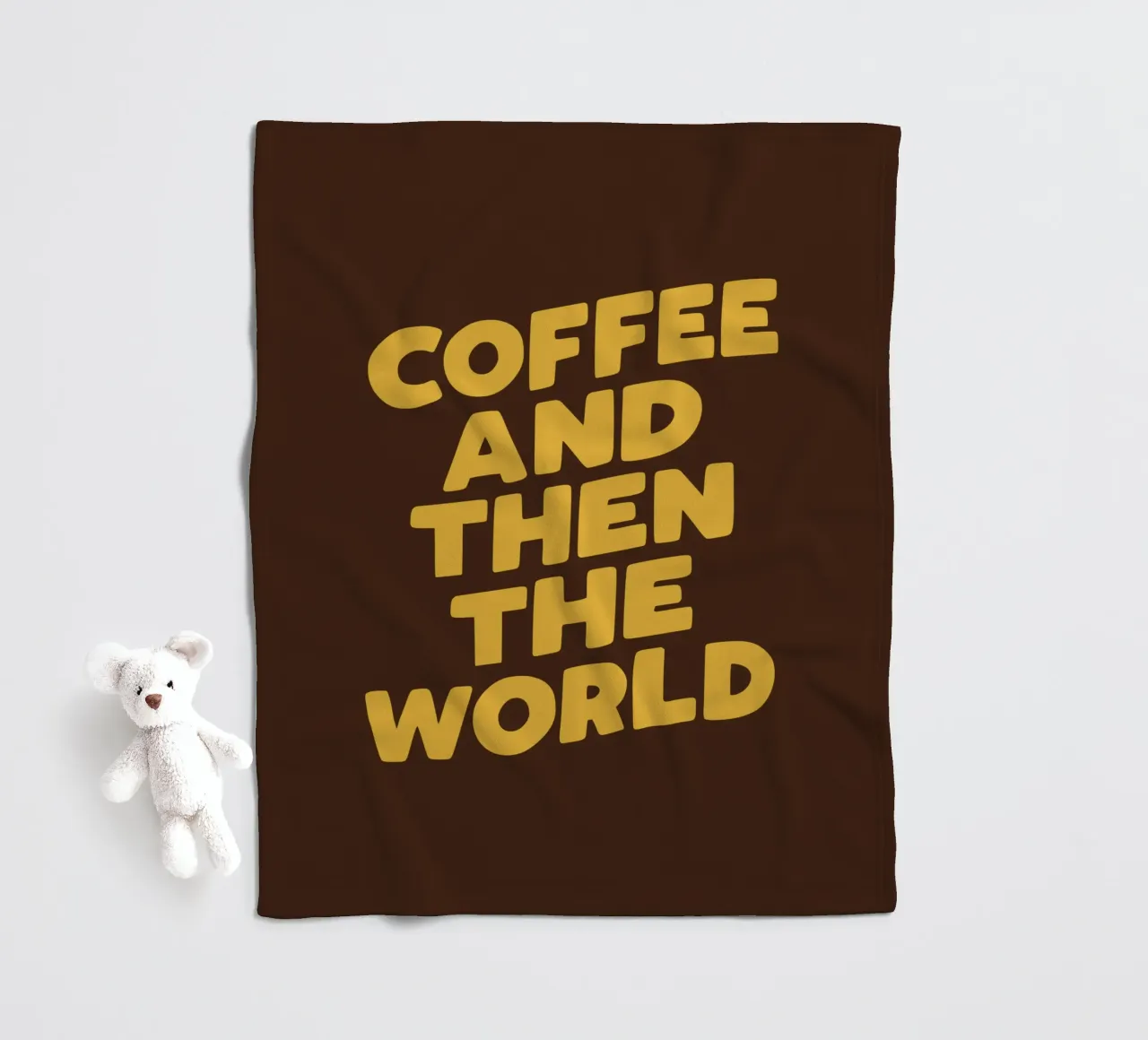 Coffee and Then The World Witty Humorous Typography Print fleece blanket by THE MOTIVATED TYPE