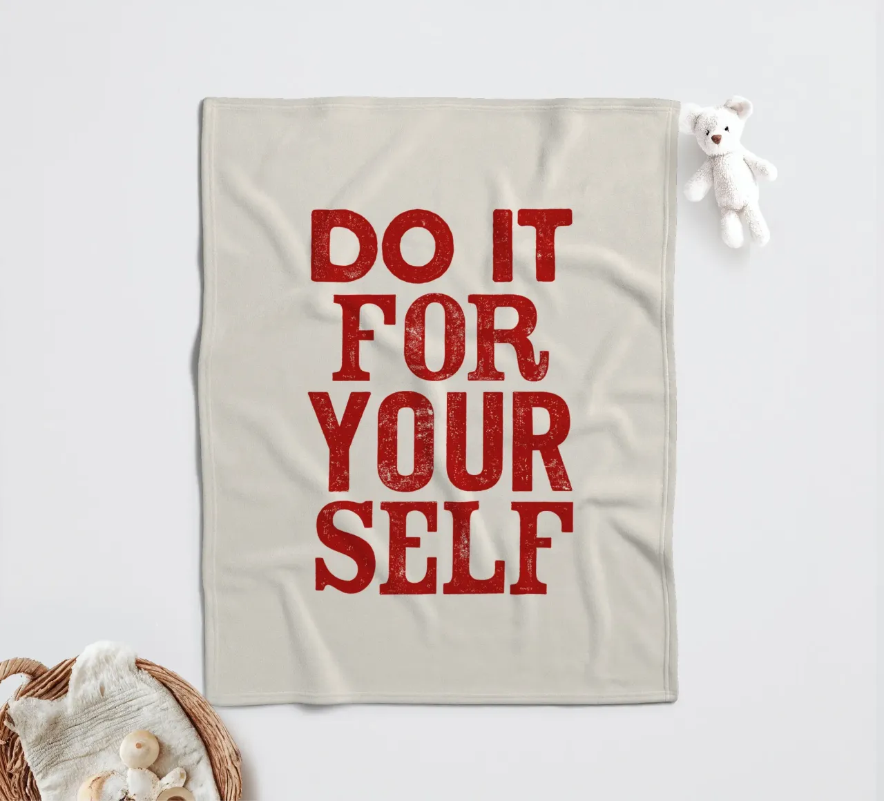 Do It For Your Self Inspirational Typography Print in Red fleece blanket by THE MOTIVATED TYPE