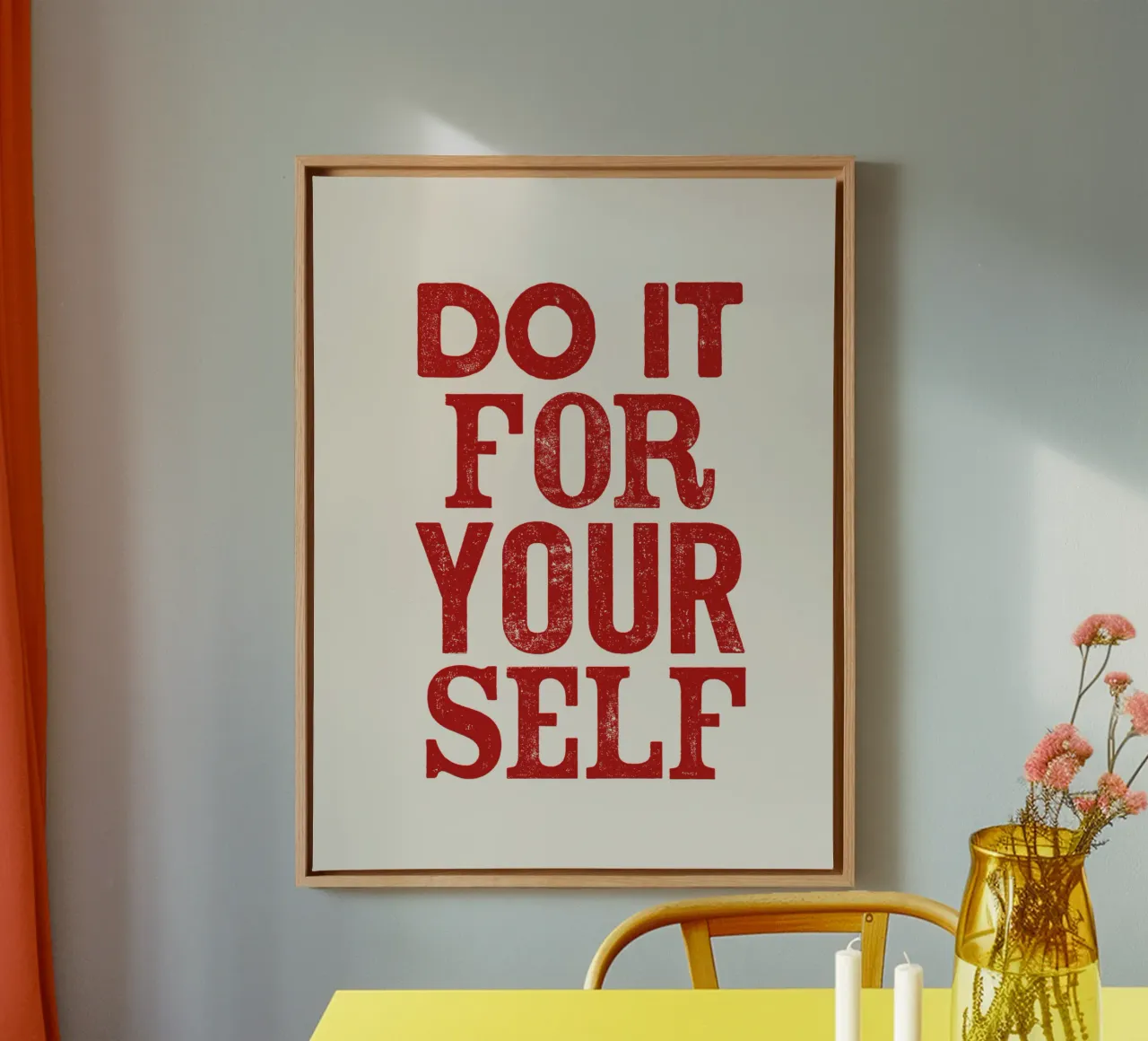 Stampa tipografica ispirazionale "Do It For Your Self" in rosso tela da THE MOTIVATED TYPE