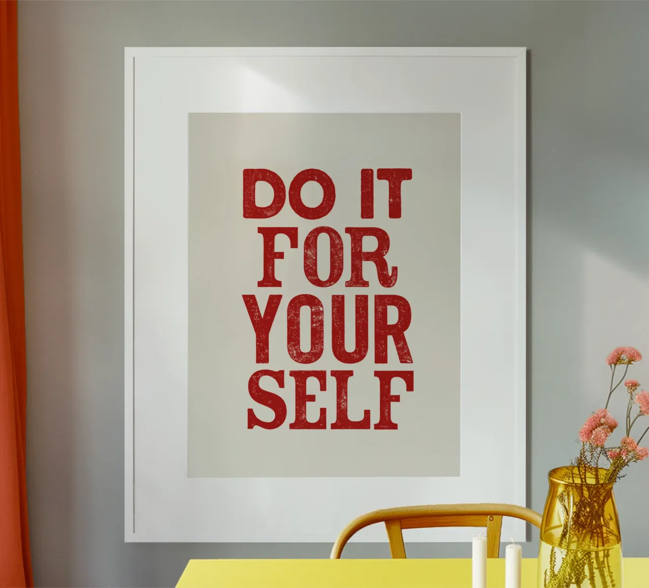 Do It For Your Self Inspirational Typography Print in Red hahnemühle by THE MOTIVATED TYPE