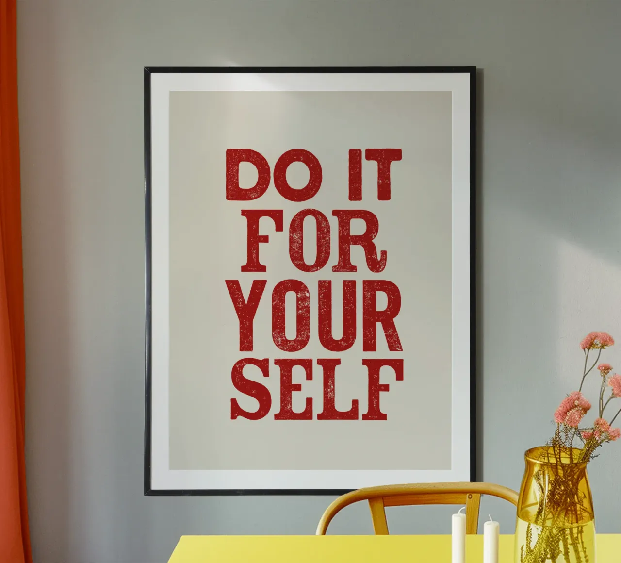 Do It For Your Self Inspirational Typography Print in Red hahnemühle by THE MOTIVATED TYPE
