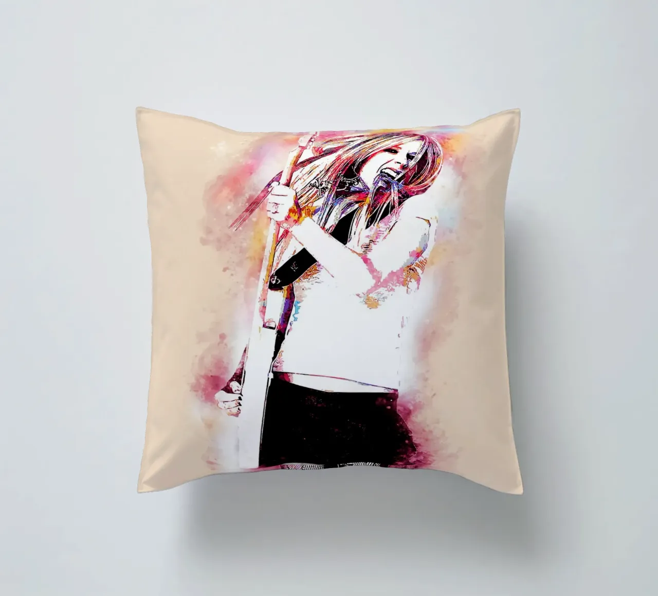 Avril Lavigne Acquerello cuscino da neonartroom