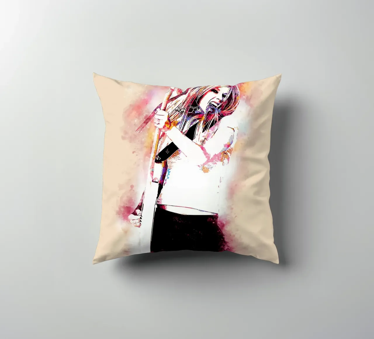 Avril Lavigne Acquerello cuscino da neonartroom