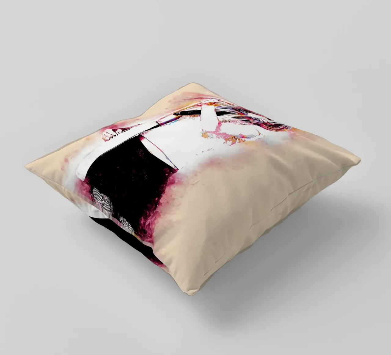 Avril Lavigne Acquerello cuscino da neonartroom