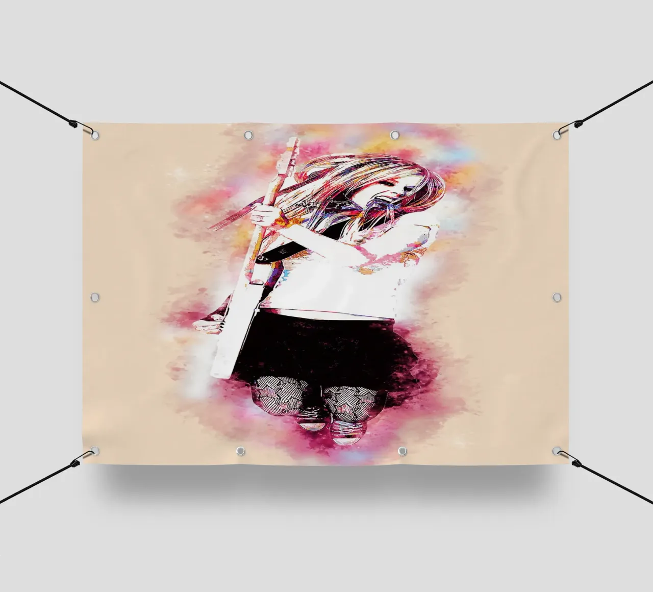 Avril Lavigne Acquerello telo in pvc da neonartroom
