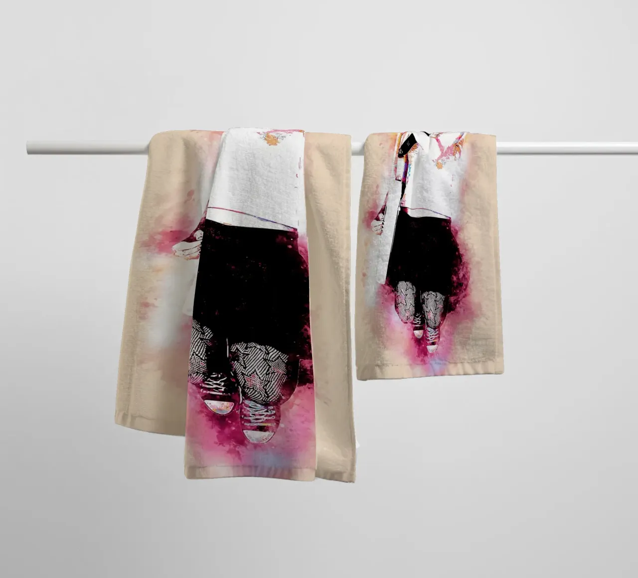 Avril Lavigne Acquerello asciugamano da bagno da neonartroom