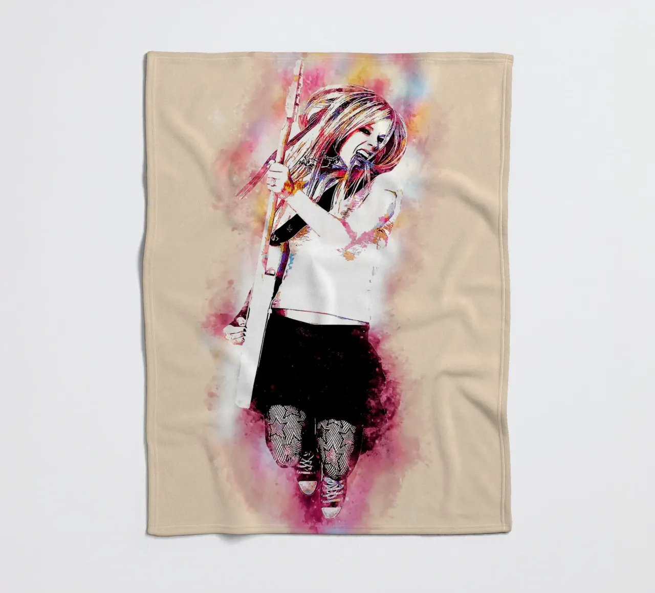 Avril Lavigne Acquerello coperta in pile da neonartroom