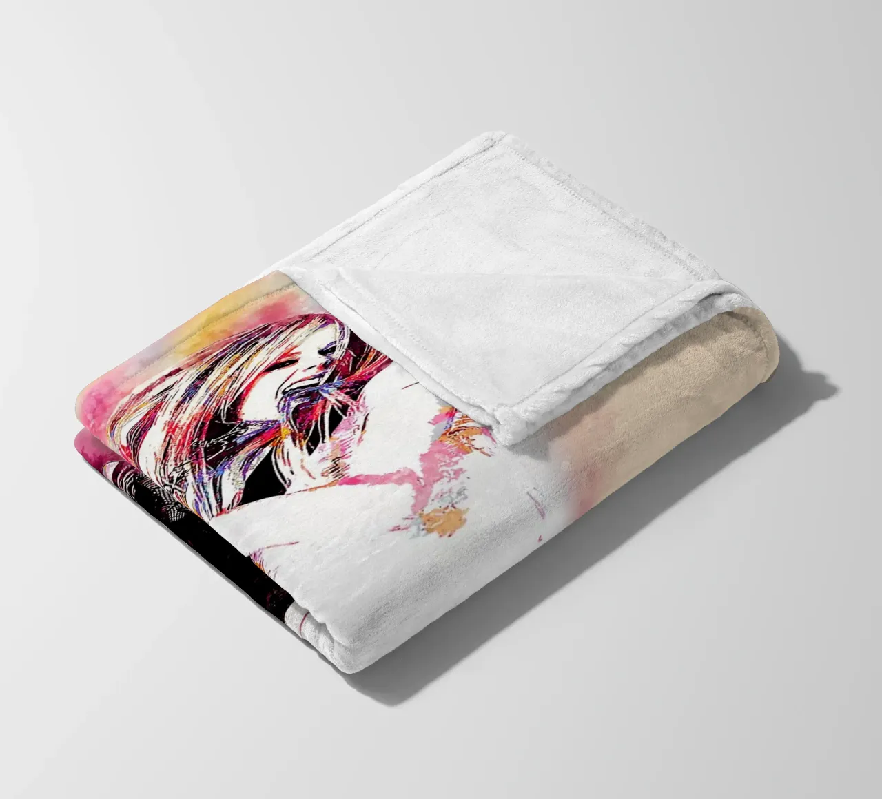 Avril Lavigne Acquerello coperta in pile da neonartroom
