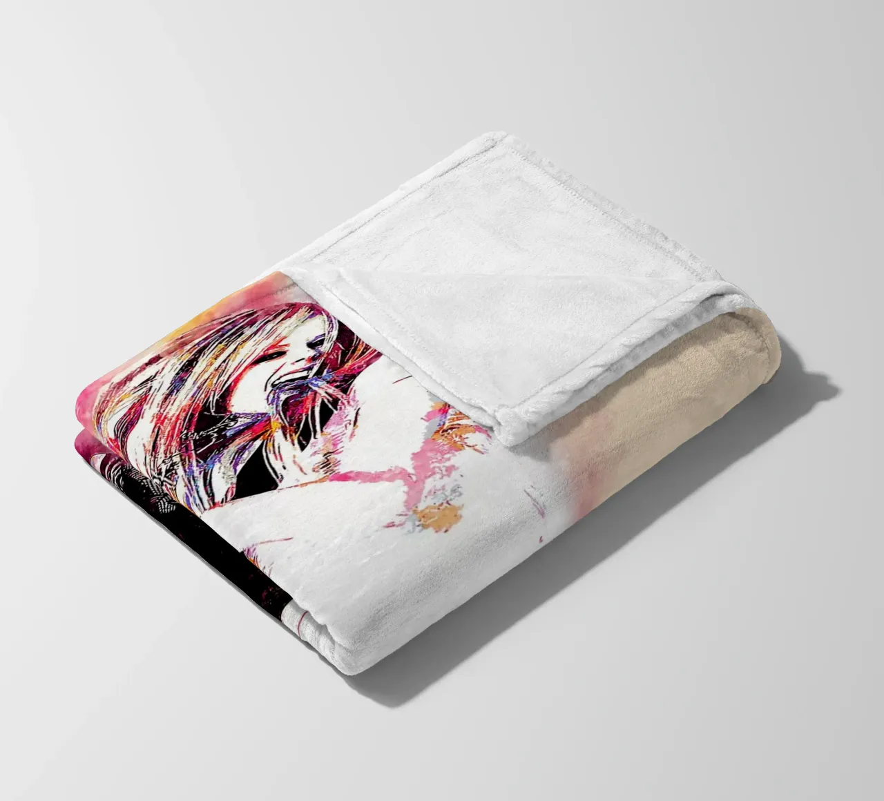 Avril Lavigne Acquerello coperta in pile da neonartroom