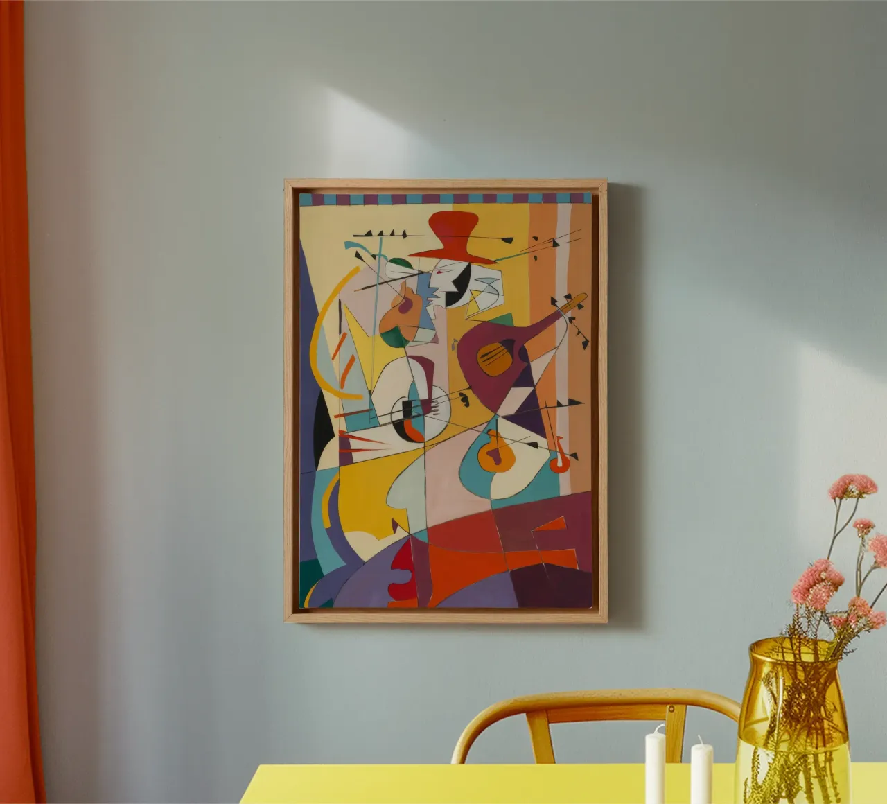 Grillig Ritmisch Ensemble canvas met Baklijst van Crimson Whisper