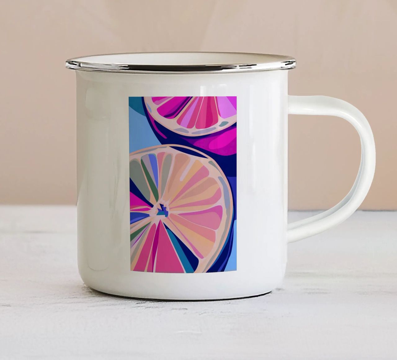 Limoni succosi retrò tazza in smalto da Kt10 Designs