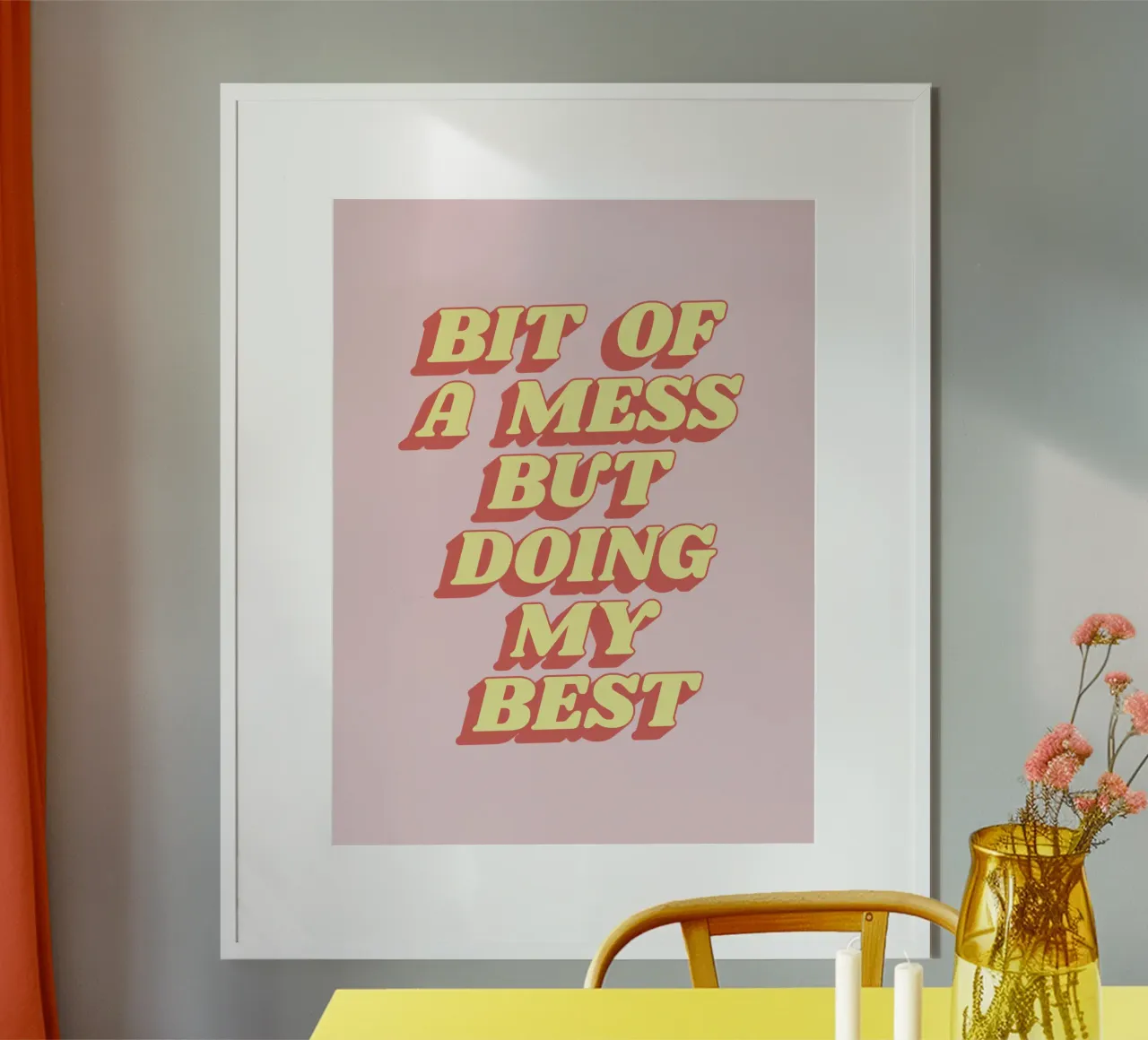 Un po' di disordine ma sto facendo del mio meglio Stampa tipografica sassosa Rosa carta hahnemühle da THE MOTIVATED TYPE