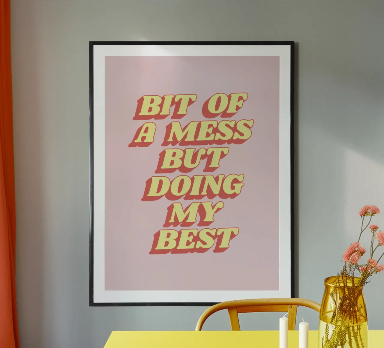 Un po' di disordine ma sto facendo del mio meglio Stampa tipografica sassosa Rosa carta hahnemühle da THE MOTIVATED TYPE