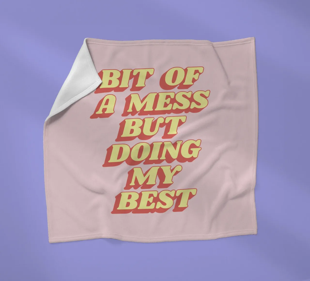 Bit of a Mess But Doing my Best Sassy Typography Print Pink fleece blanket by THE MOTIVATED TYPE