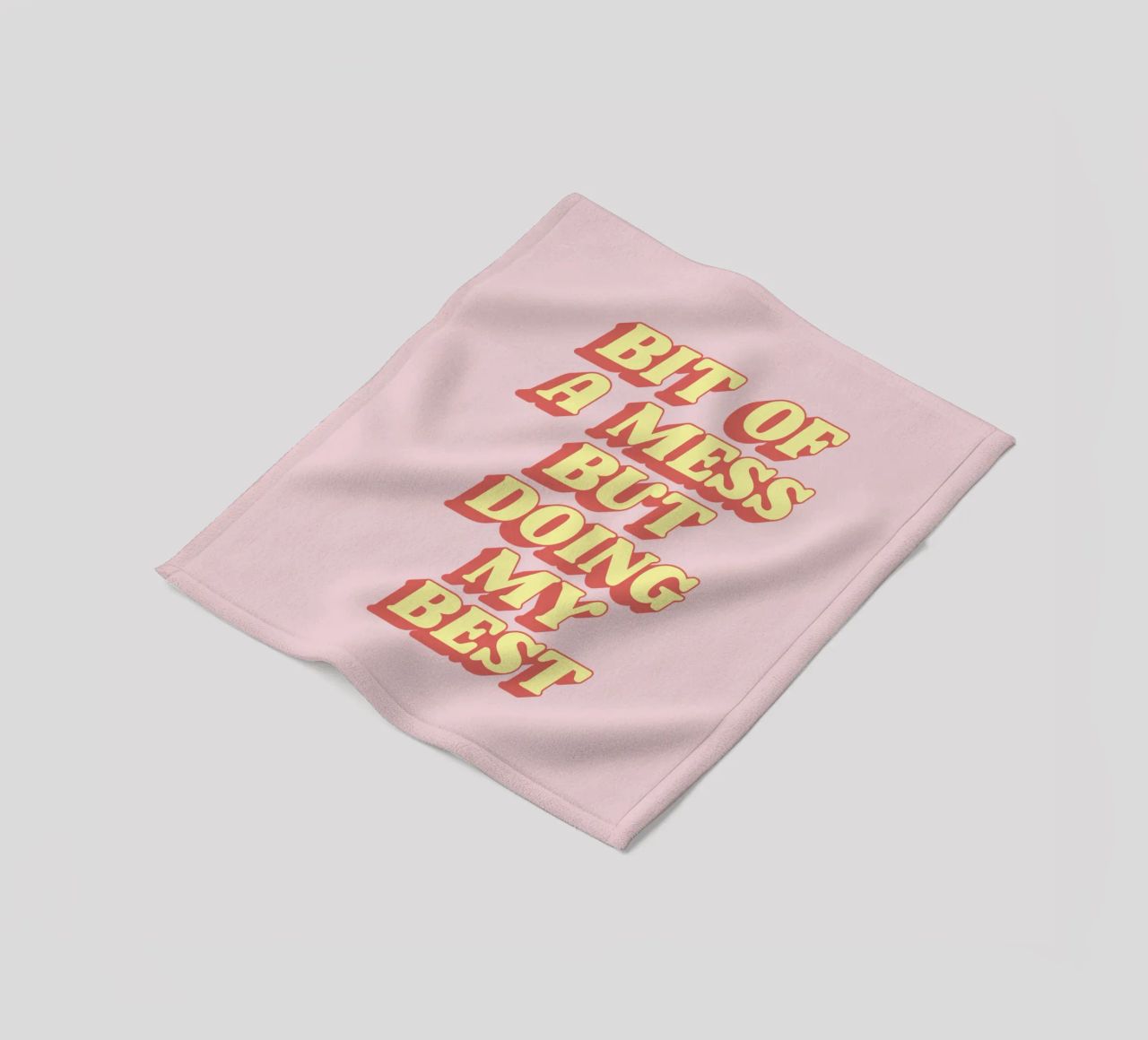 Bit of a Mess But Doing my Best Sassy Typography Print Pink fleece blanket by THE MOTIVATED TYPE