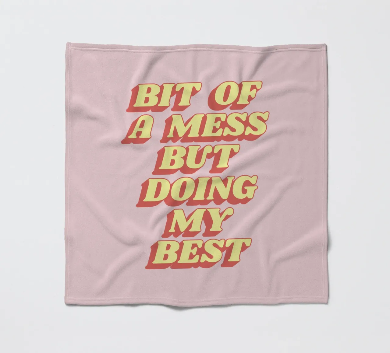 Bit of a Mess But Doing my Best Sassy Typography Print Pink fleece blanket by THE MOTIVATED TYPE