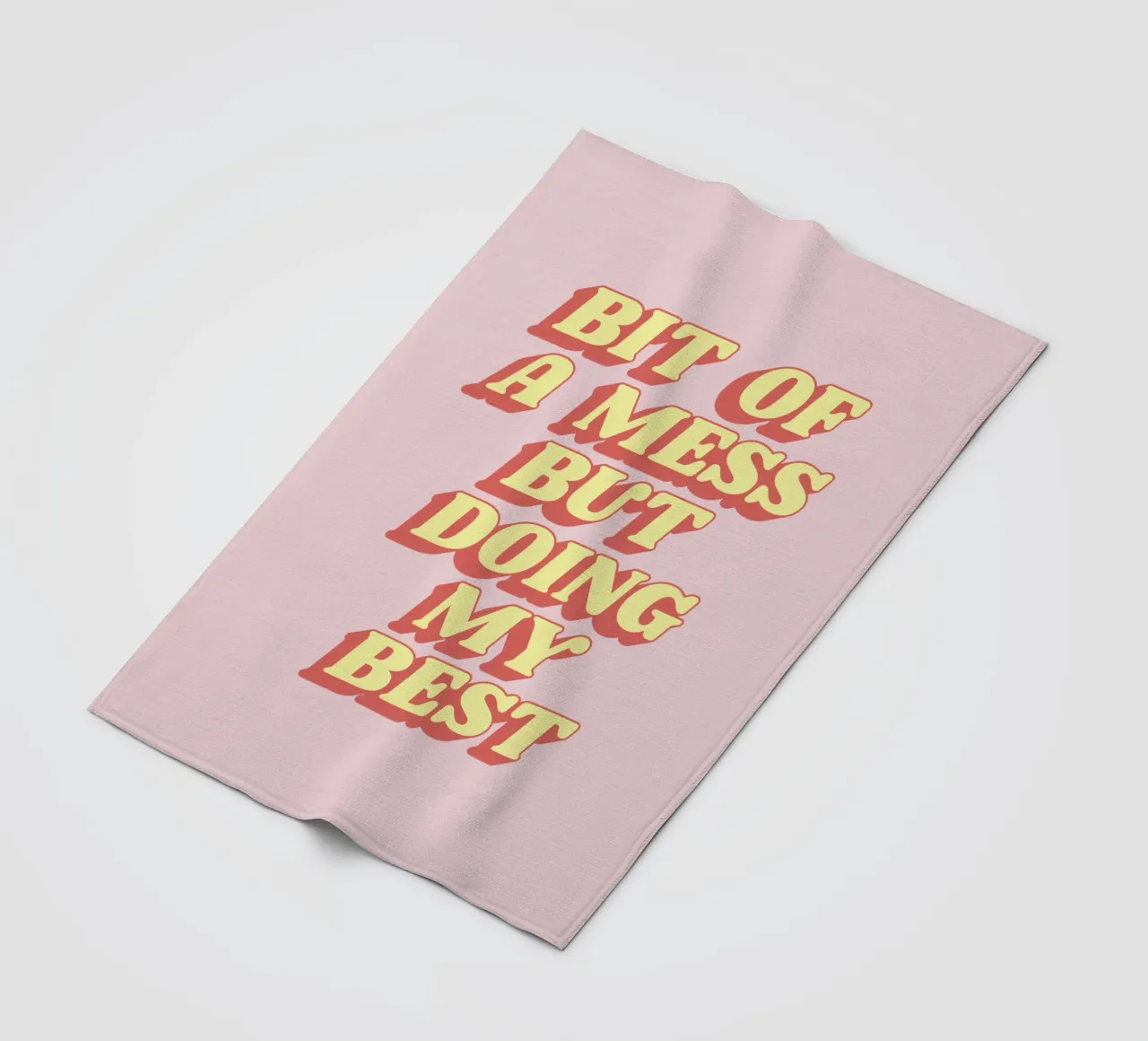 Bit of a Mess But Doing my Best Sassy Typography Print Pink fleece blanket by THE MOTIVATED TYPE