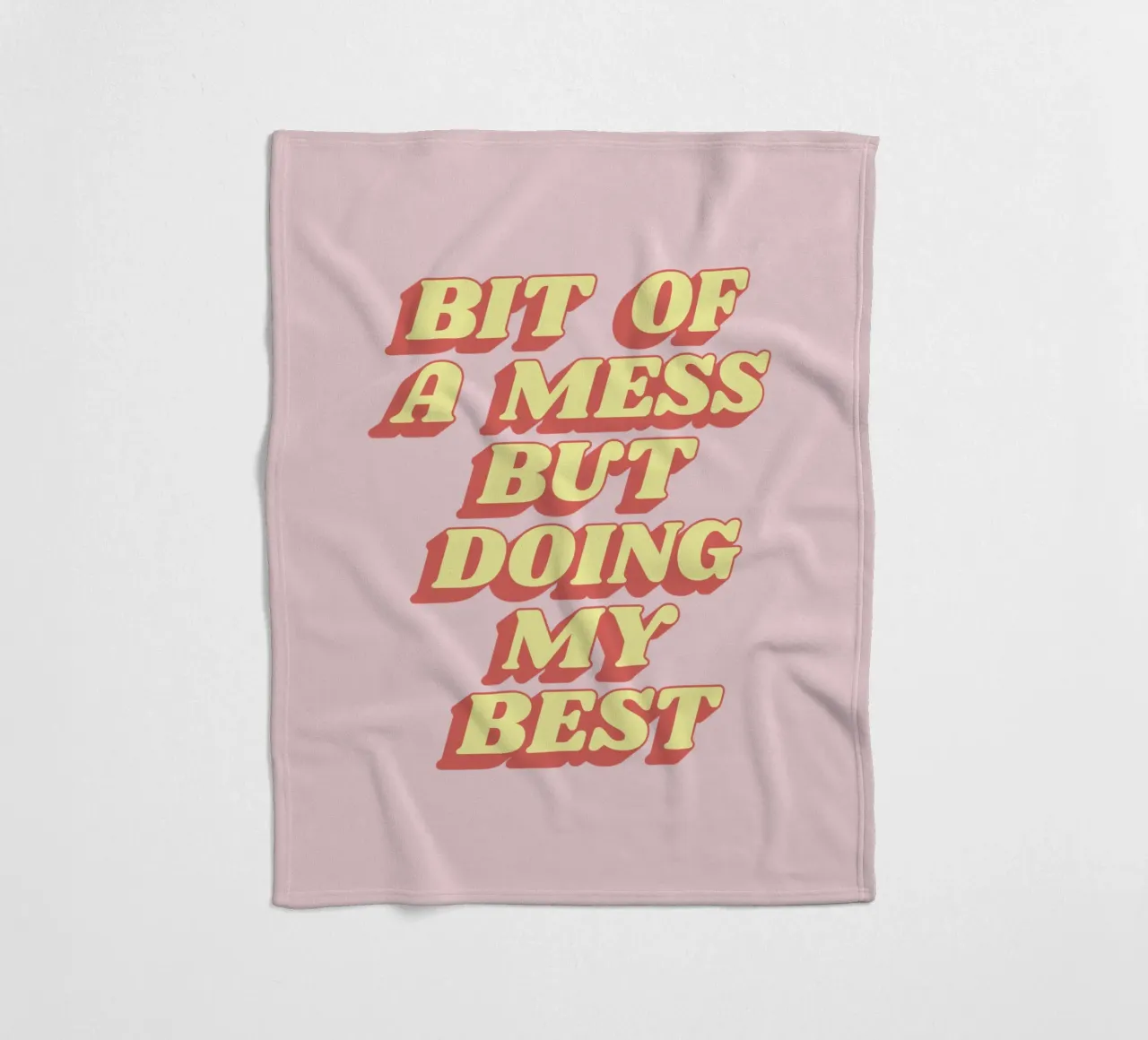 Bit of a Mess But Doing my Best Sassy Typography Print Pink fleece blanket by THE MOTIVATED TYPE
