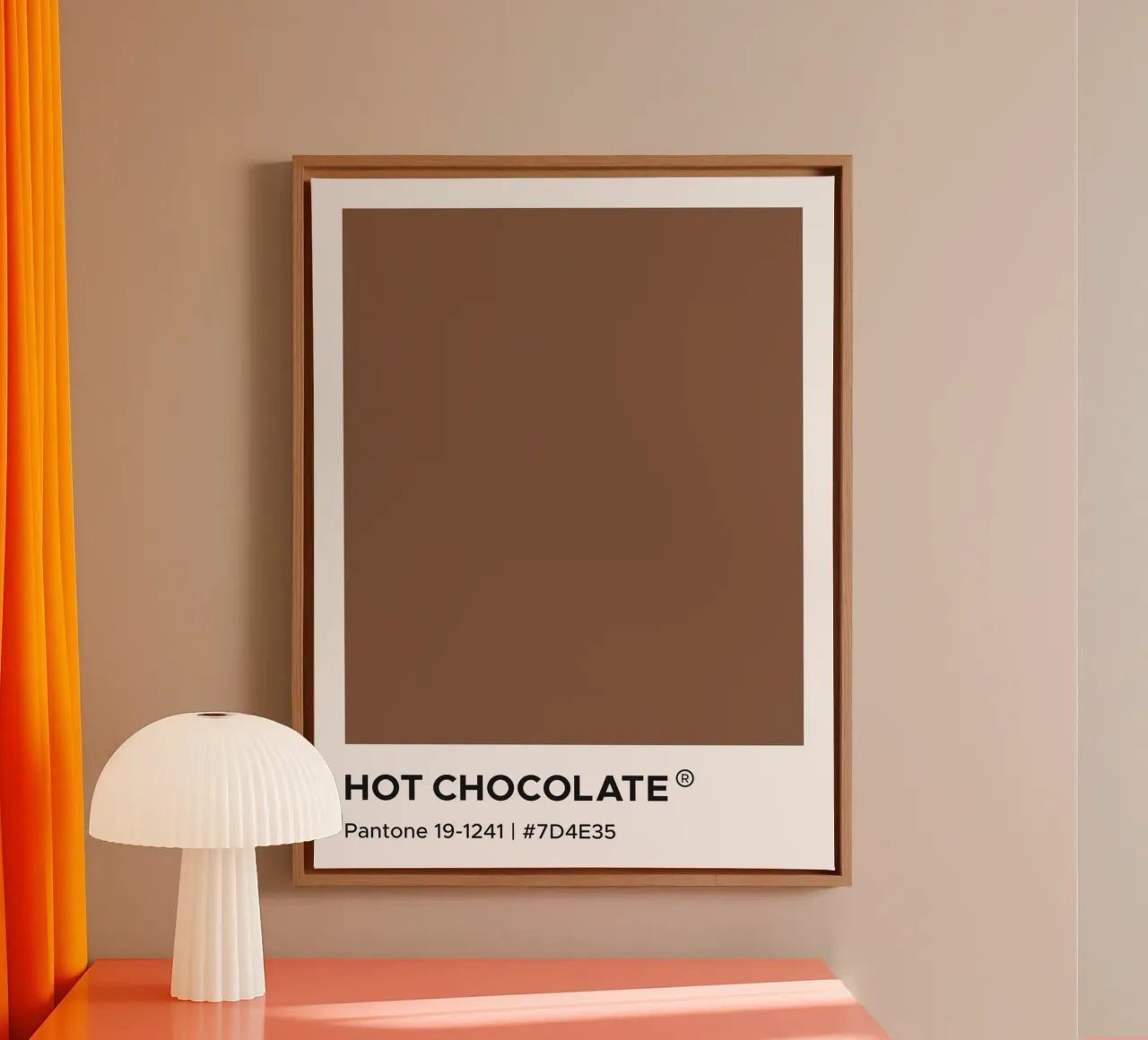 Chocolate caliente Pantone lienzo con Marco flotante de Paigaam Studio