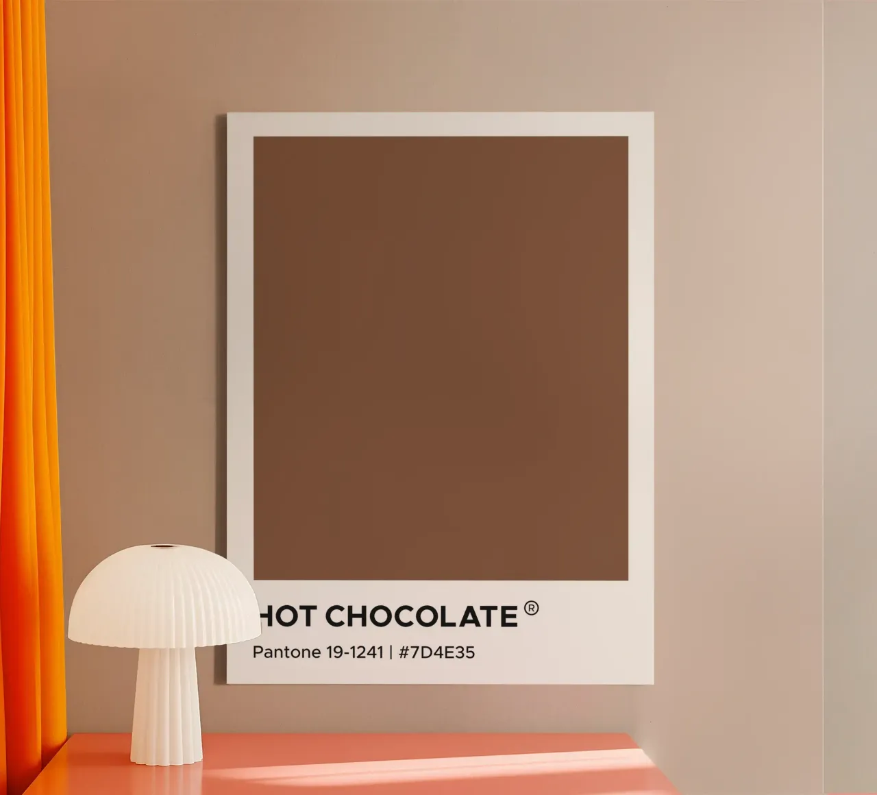 Chocolate caliente Pantone lienzo con Marco flotante de Paigaam Studio