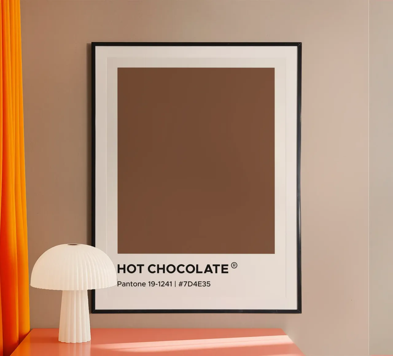 Cioccolato caldo Pantone poster con telaio in legno da Paigaam Studio