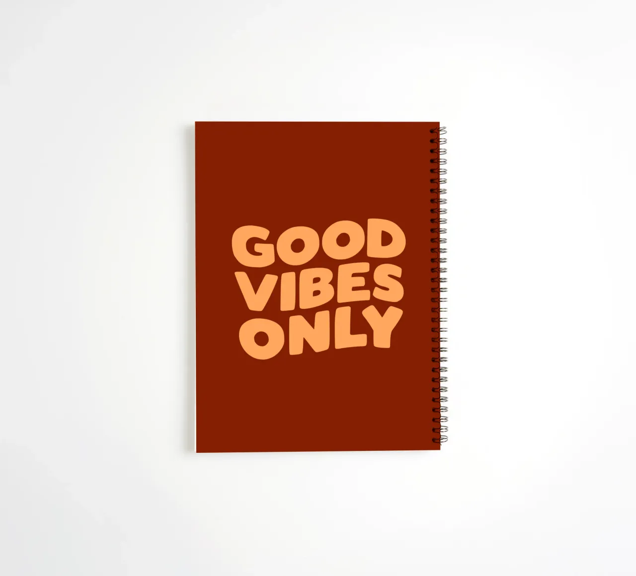 Good Vibes Only Happy Positive Typography Print Red Orange spiral notebook by THE MOTIVATED TYPE