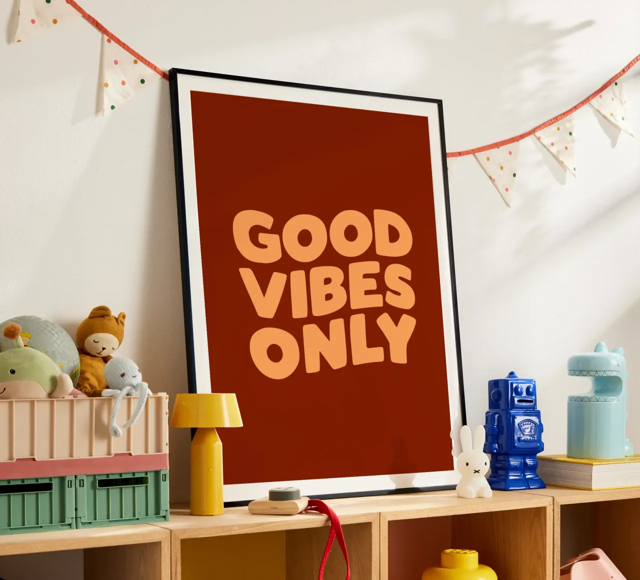 Good Vibes Only Happy Positive Typography Print Red Orange hahnemühle by THE MOTIVATED TYPE