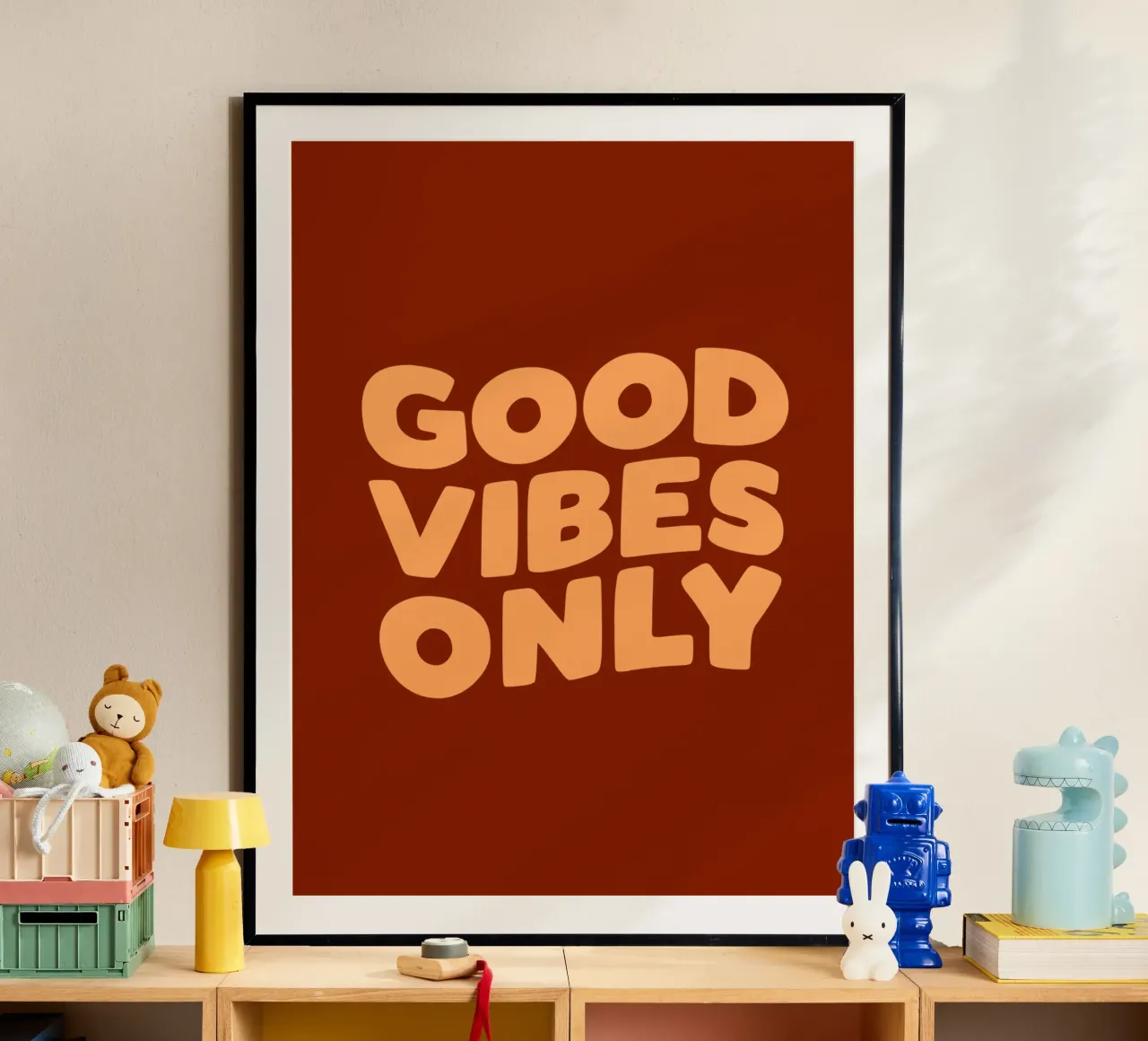 Good Vibes Only Happy Positive Typography Print Red Orange hahnemühle by THE MOTIVATED TYPE