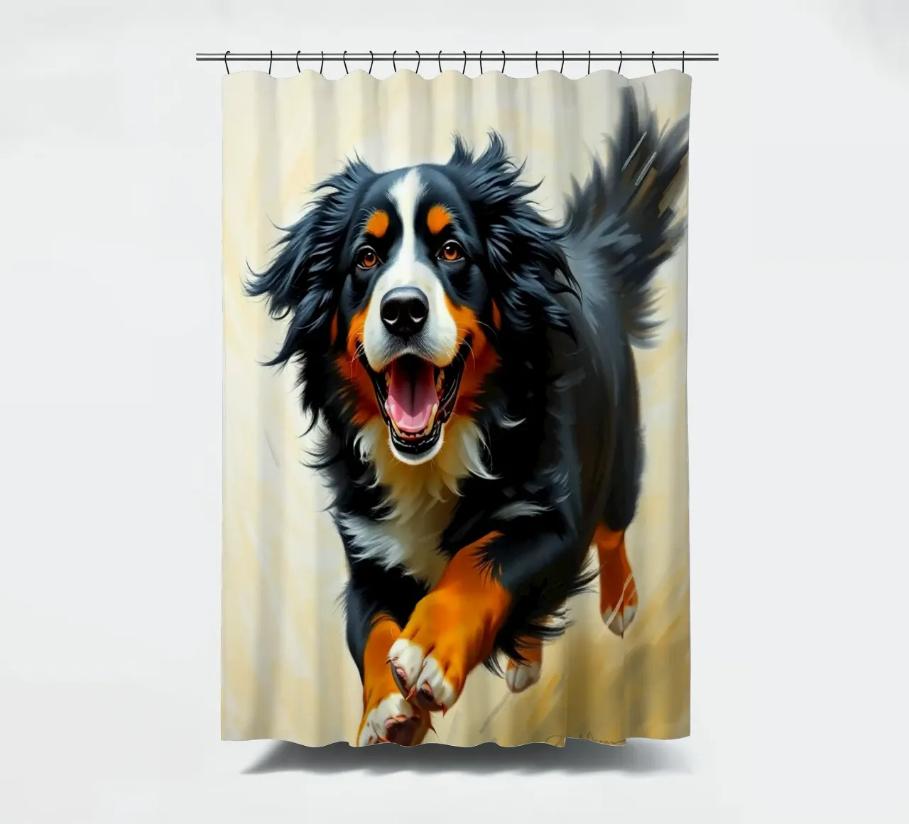 Beautiful Bernese Mountain Dog #127 shower curtain by Yumis.Beargang.and.Me