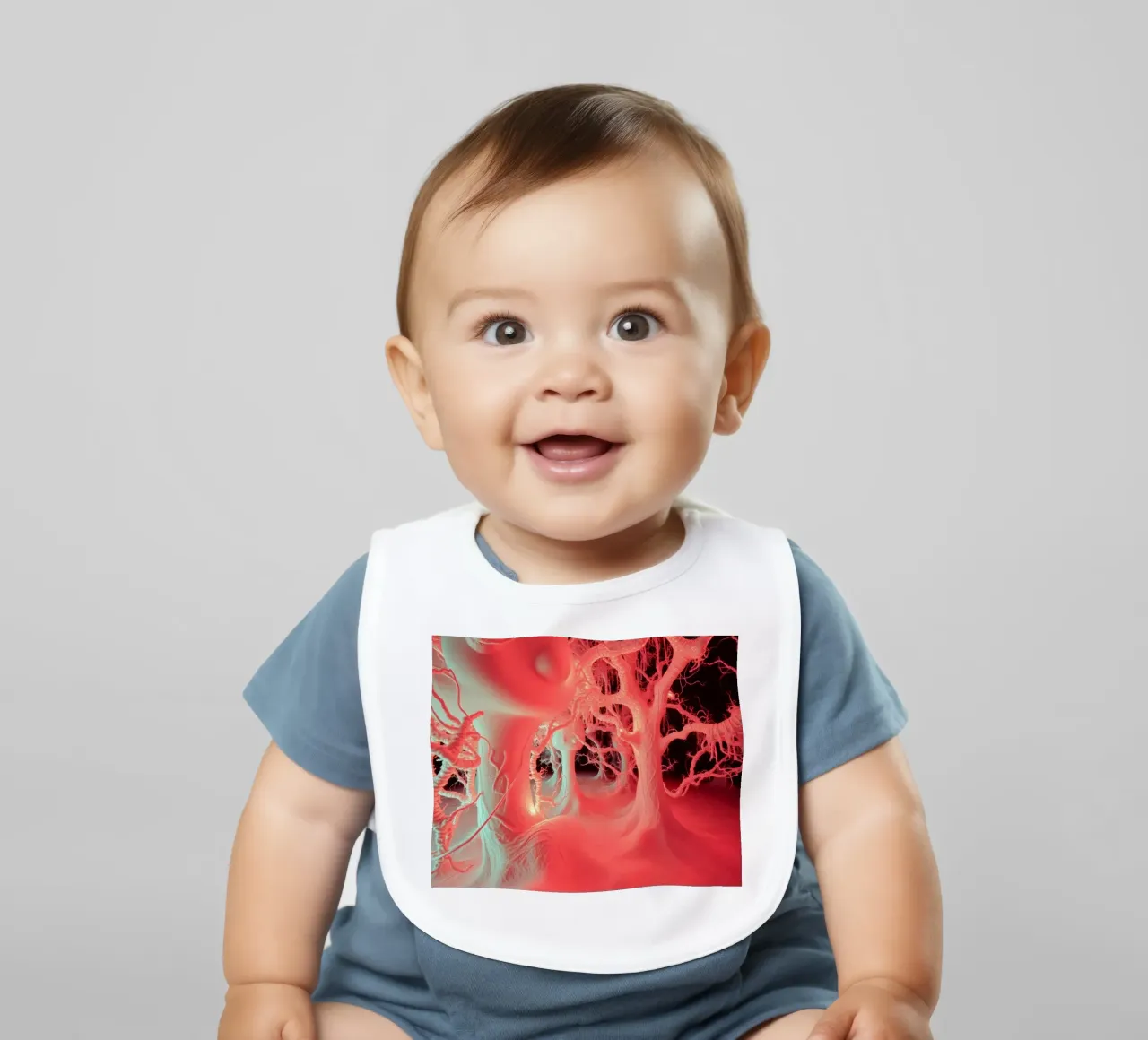 Unique art featuring glowing trees and organic forms baby bib by DesignDoodle