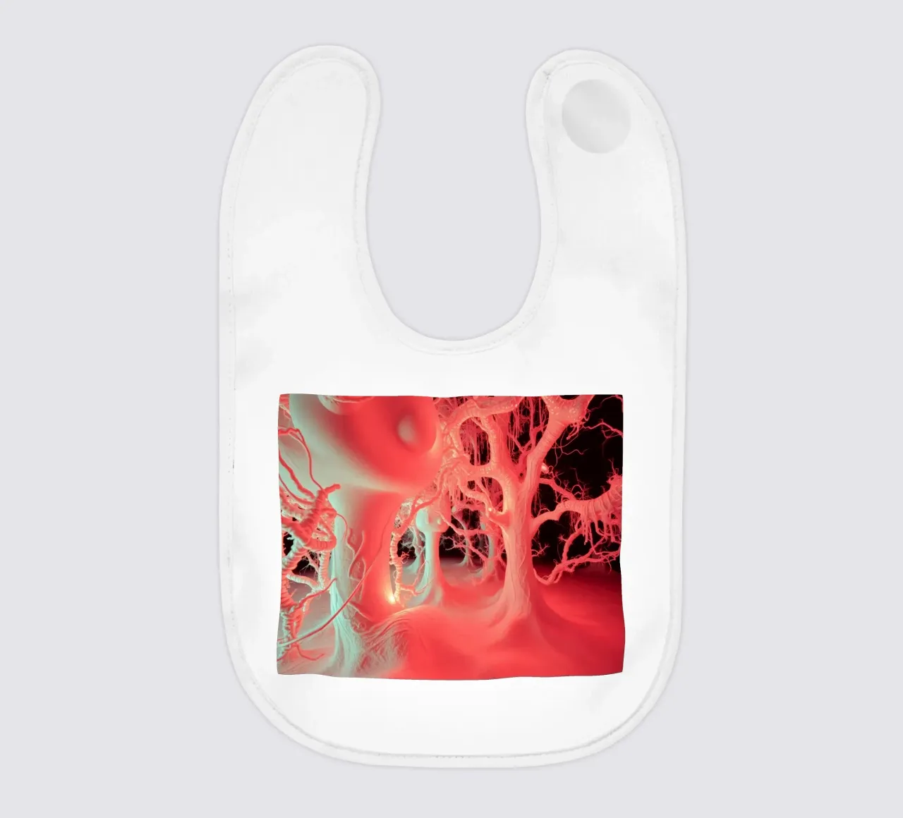 Unique art featuring glowing trees and organic forms baby bib by DesignDoodle