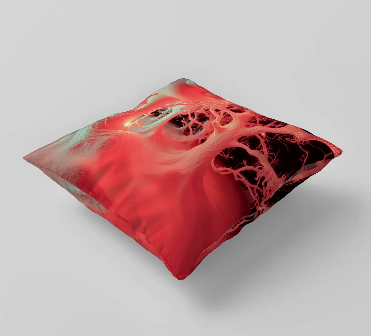 Unique art featuring glowing trees and organic forms decorative cushion by DesignDoodle
