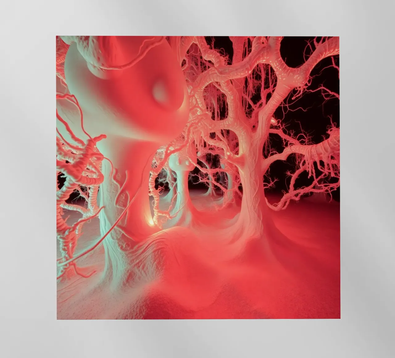 Unique art featuring glowing trees and organic forms backlit film by DesignDoodle