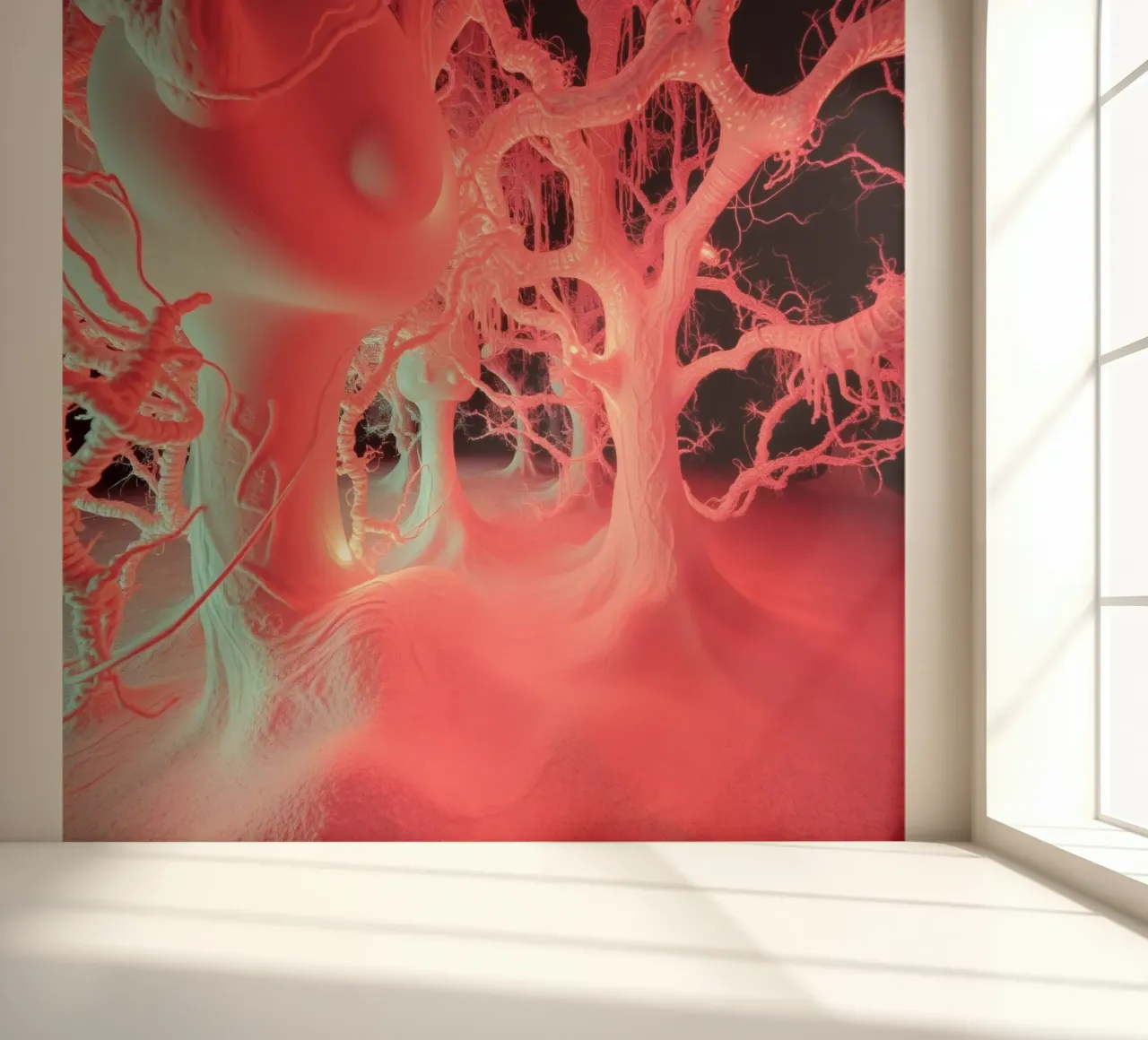 Unique art featuring glowing trees and organic forms photo wallpaper by DesignDoodle