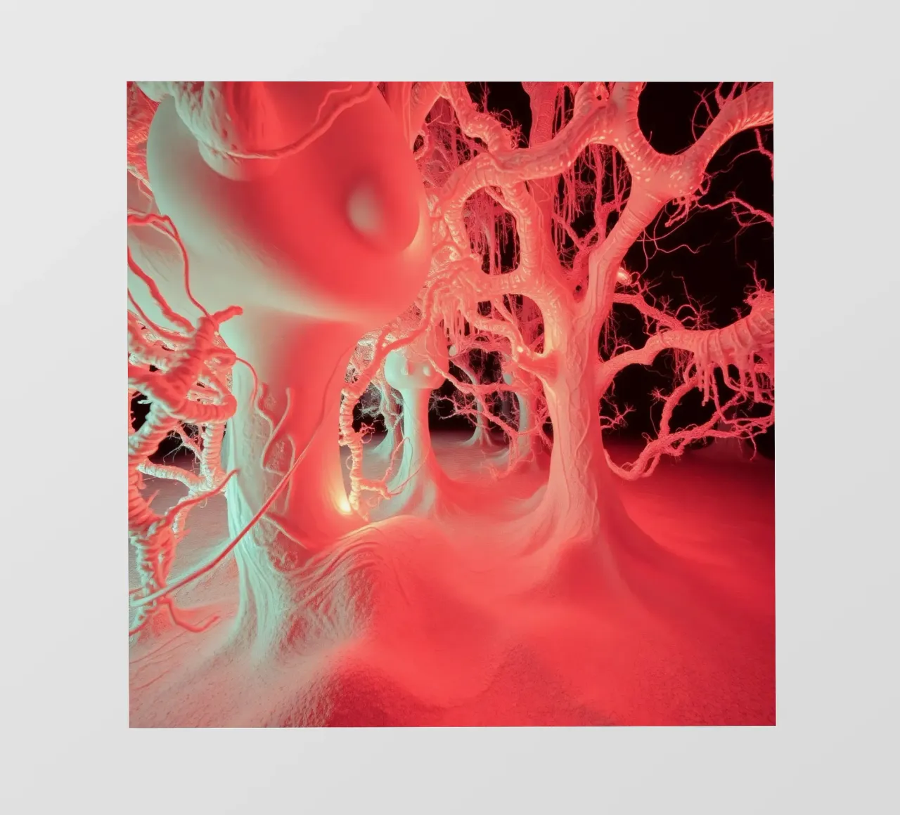 Unique art featuring glowing trees and organic forms photo wallpaper by DesignDoodle