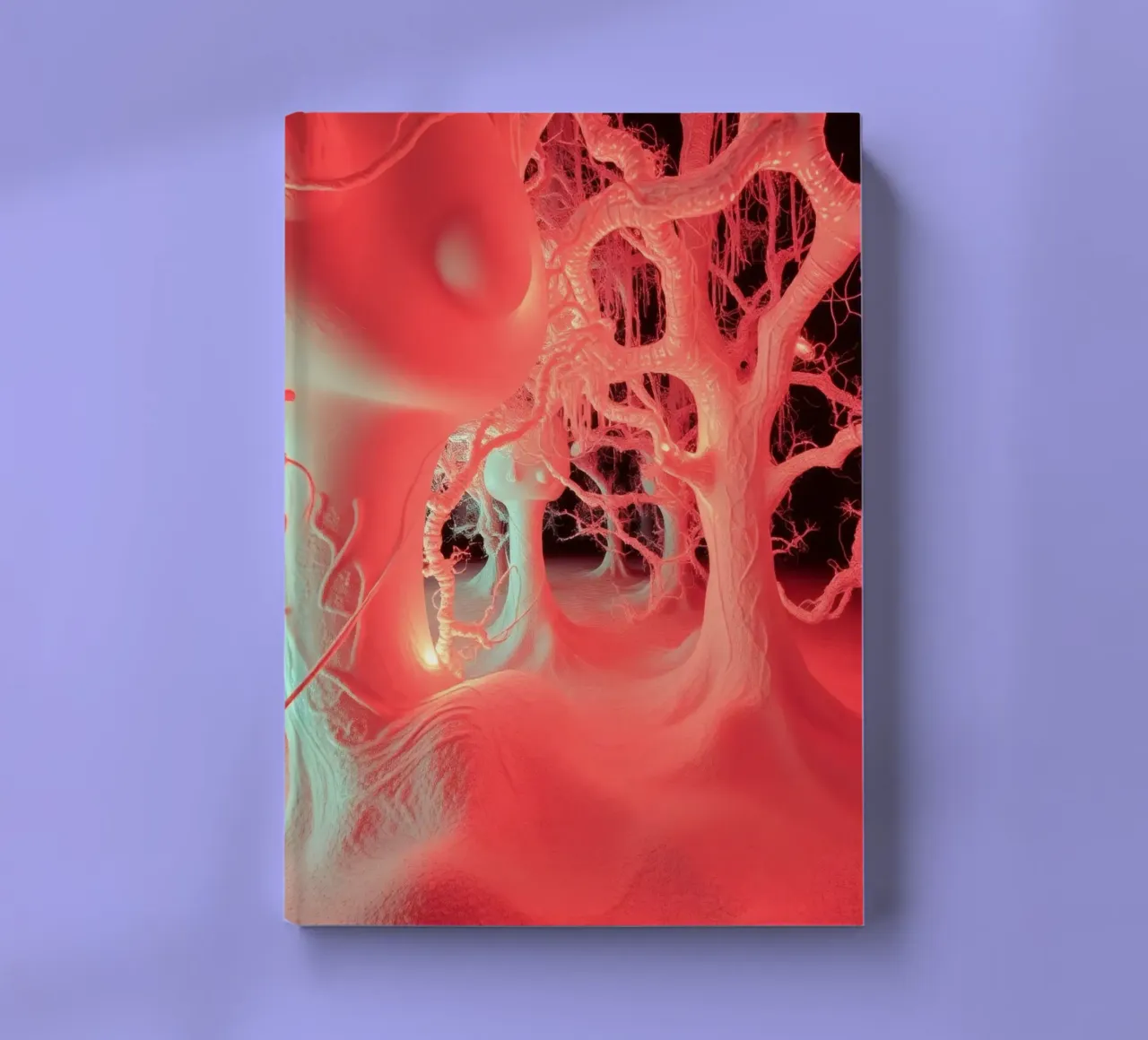 Arte unica con alberi luminosi e forme organiche diario da DesignDoodle