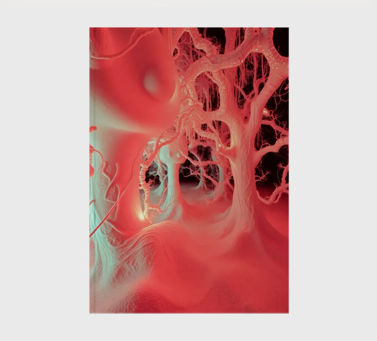 Arte unica con alberi luminosi e forme organiche diario da DesignDoodle