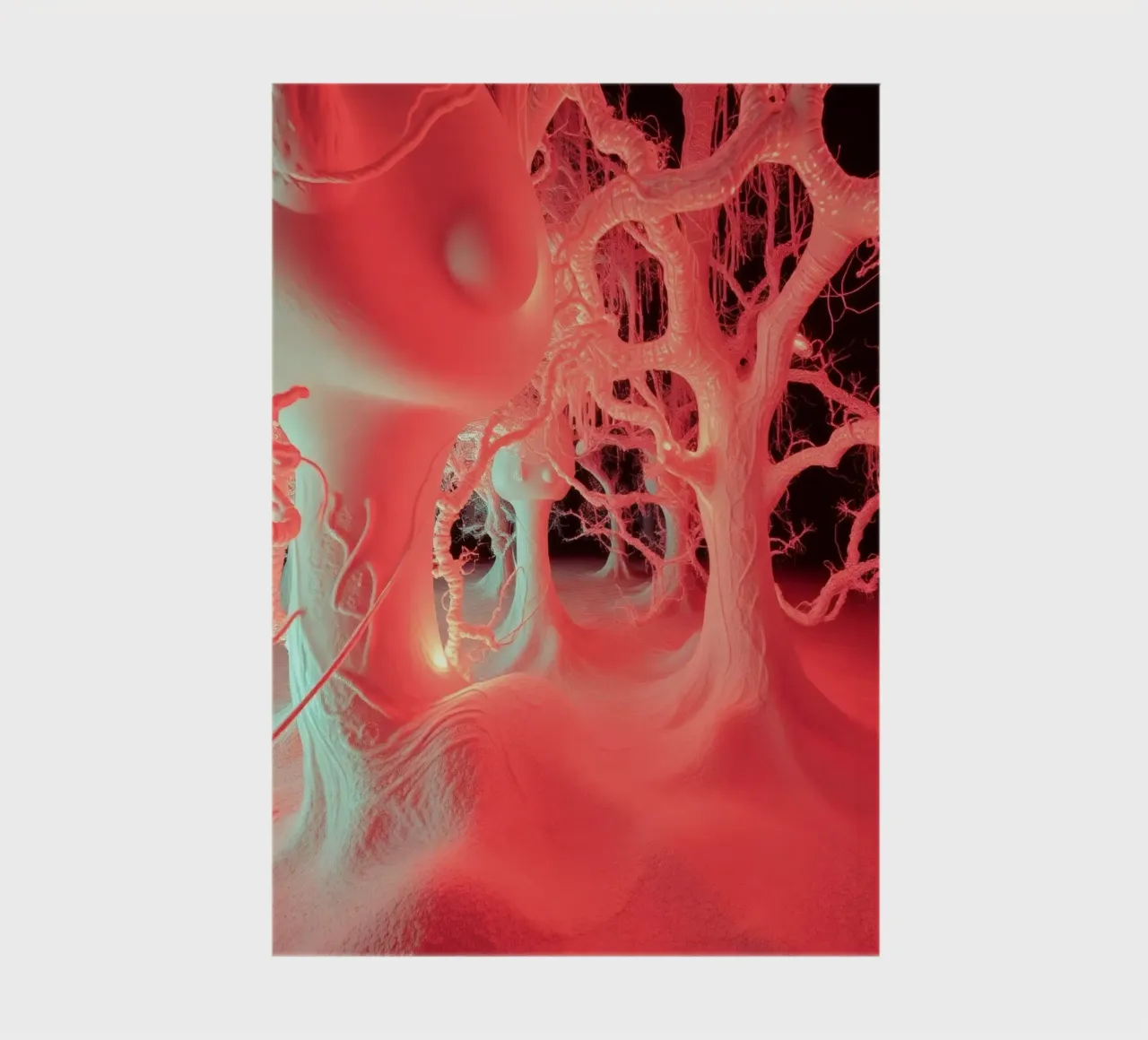 Arte unica con alberi luminosi e forme organiche diario da DesignDoodle