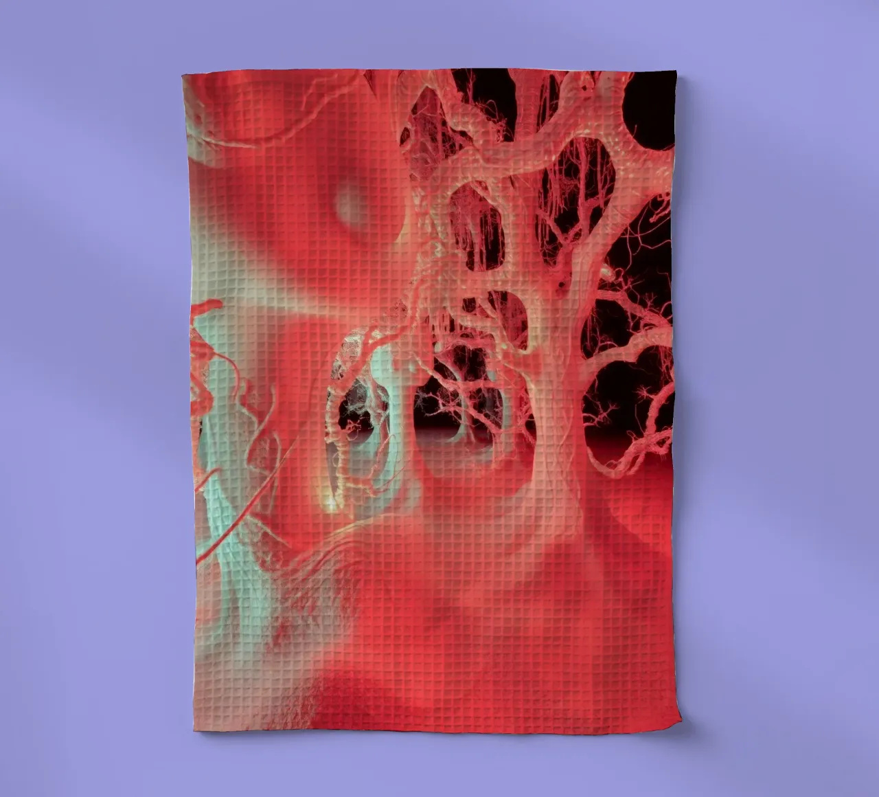 Unique art featuring glowing trees and organic forms tea towel by DesignDoodle