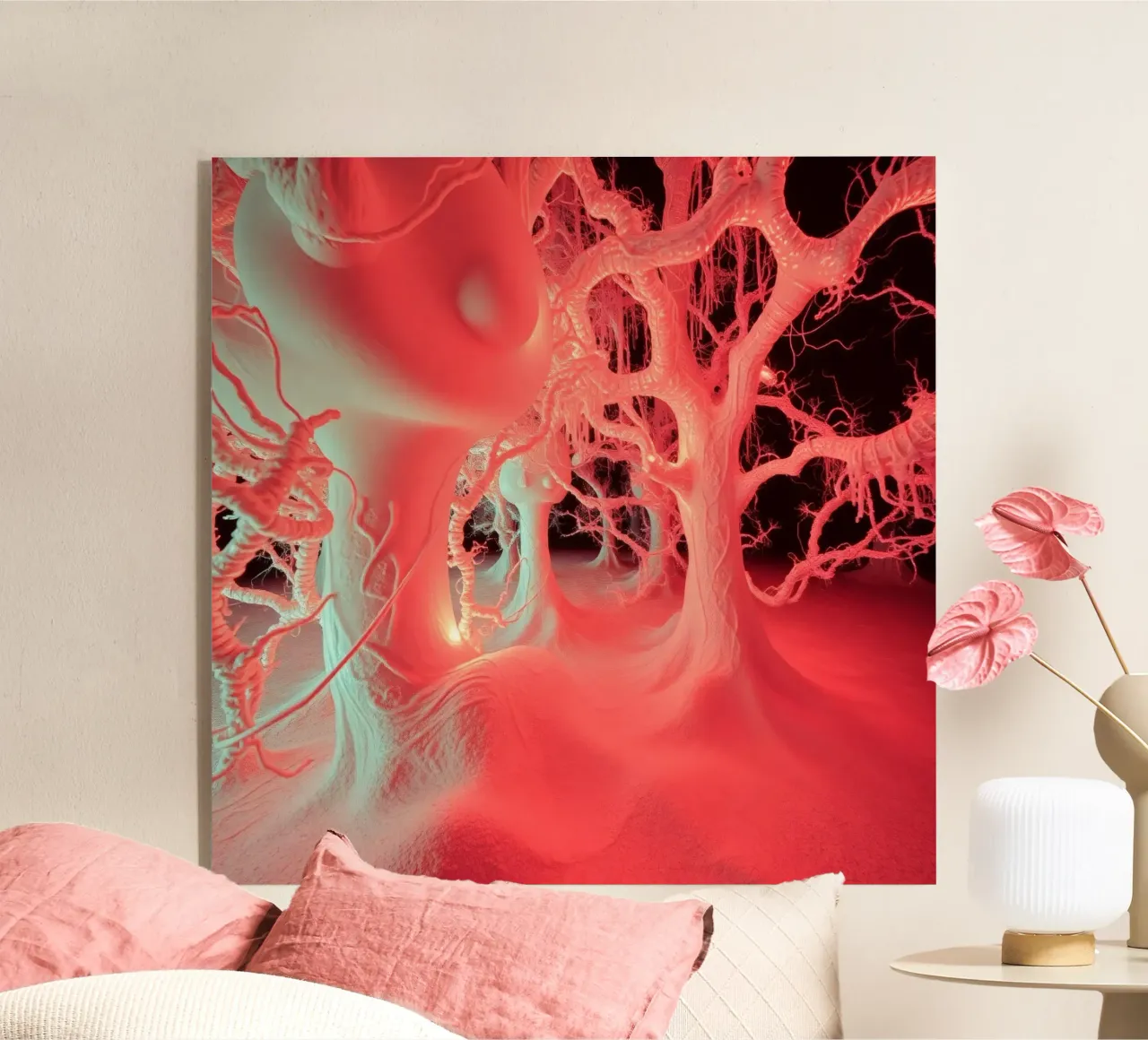 Unique art featuring glowing trees and organic forms acrylic glass by DesignDoodle