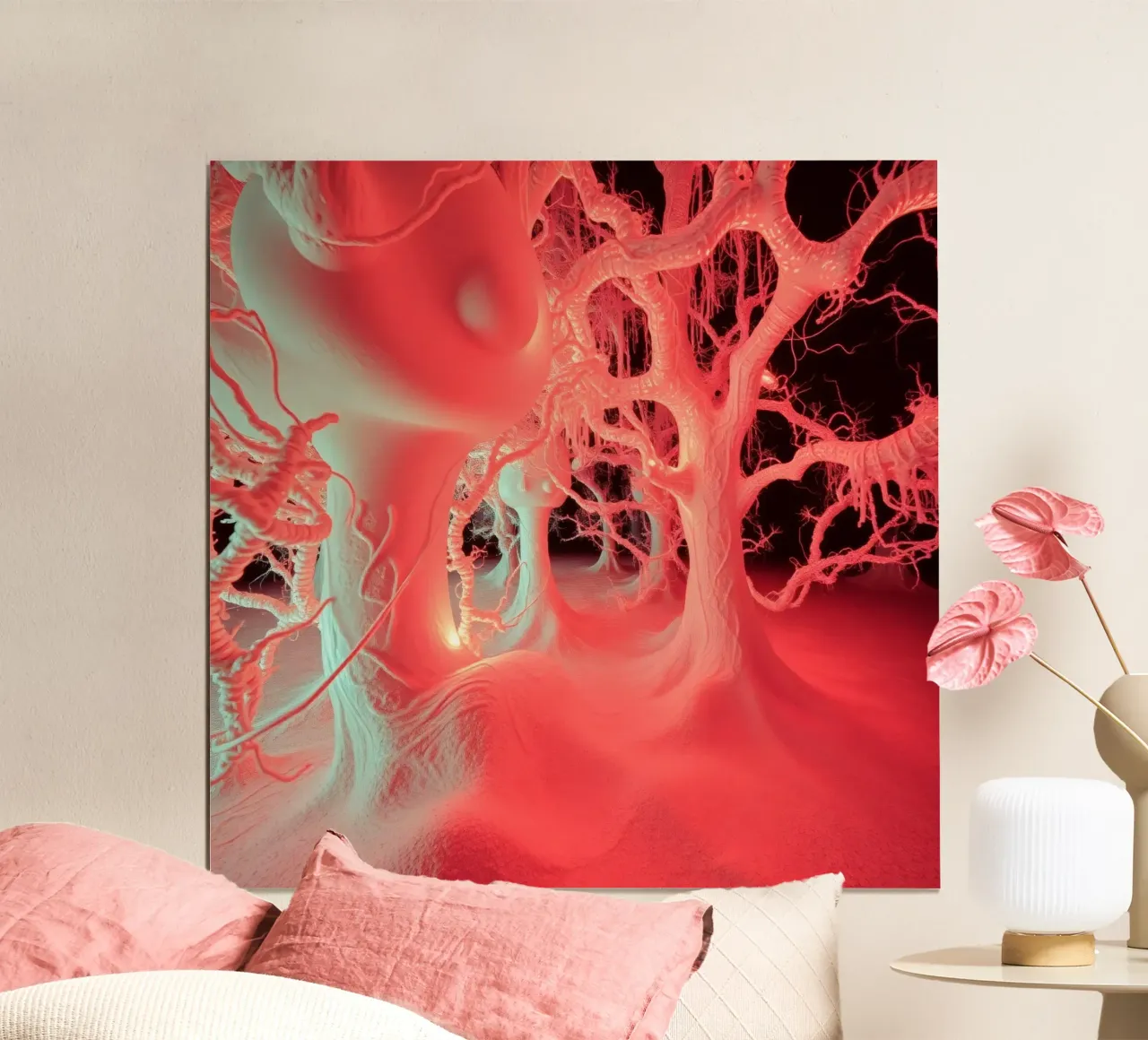 Unique art featuring glowing trees and organic forms hahnemühle by DesignDoodle