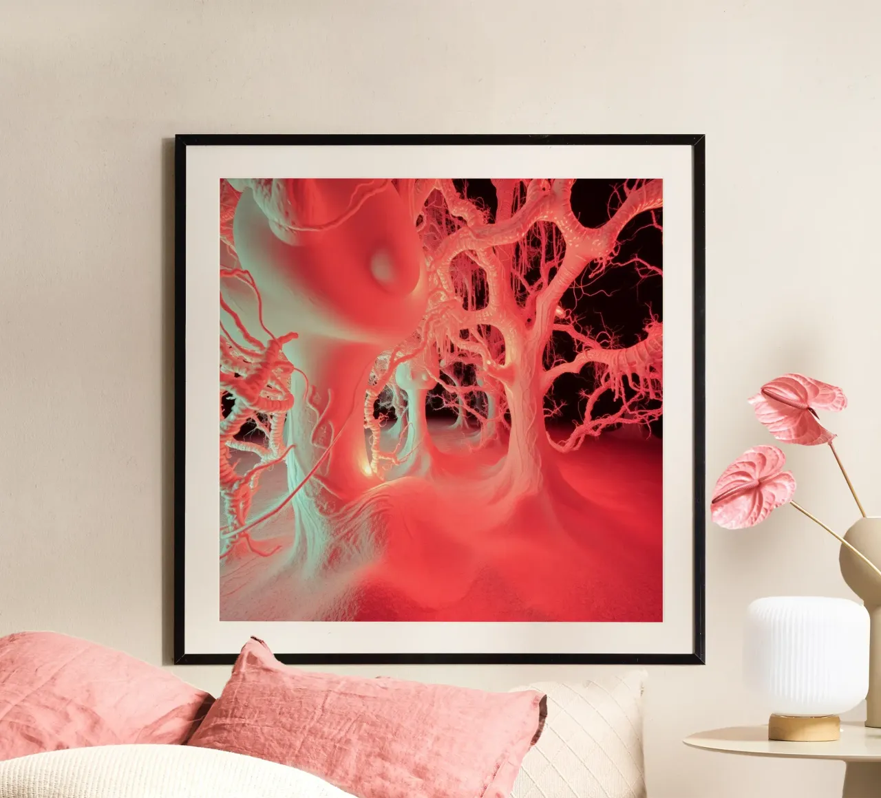 Unique art featuring glowing trees and organic forms hahnemühle by DesignDoodle