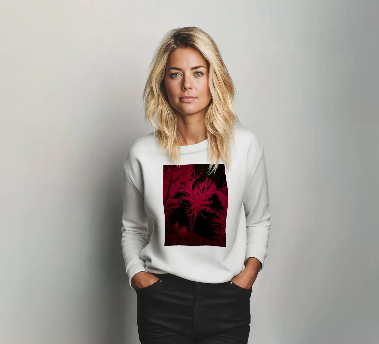 Il paesaggio vivido a infrarossi mostra alberi e piante luminose felpa da DesignDoodle