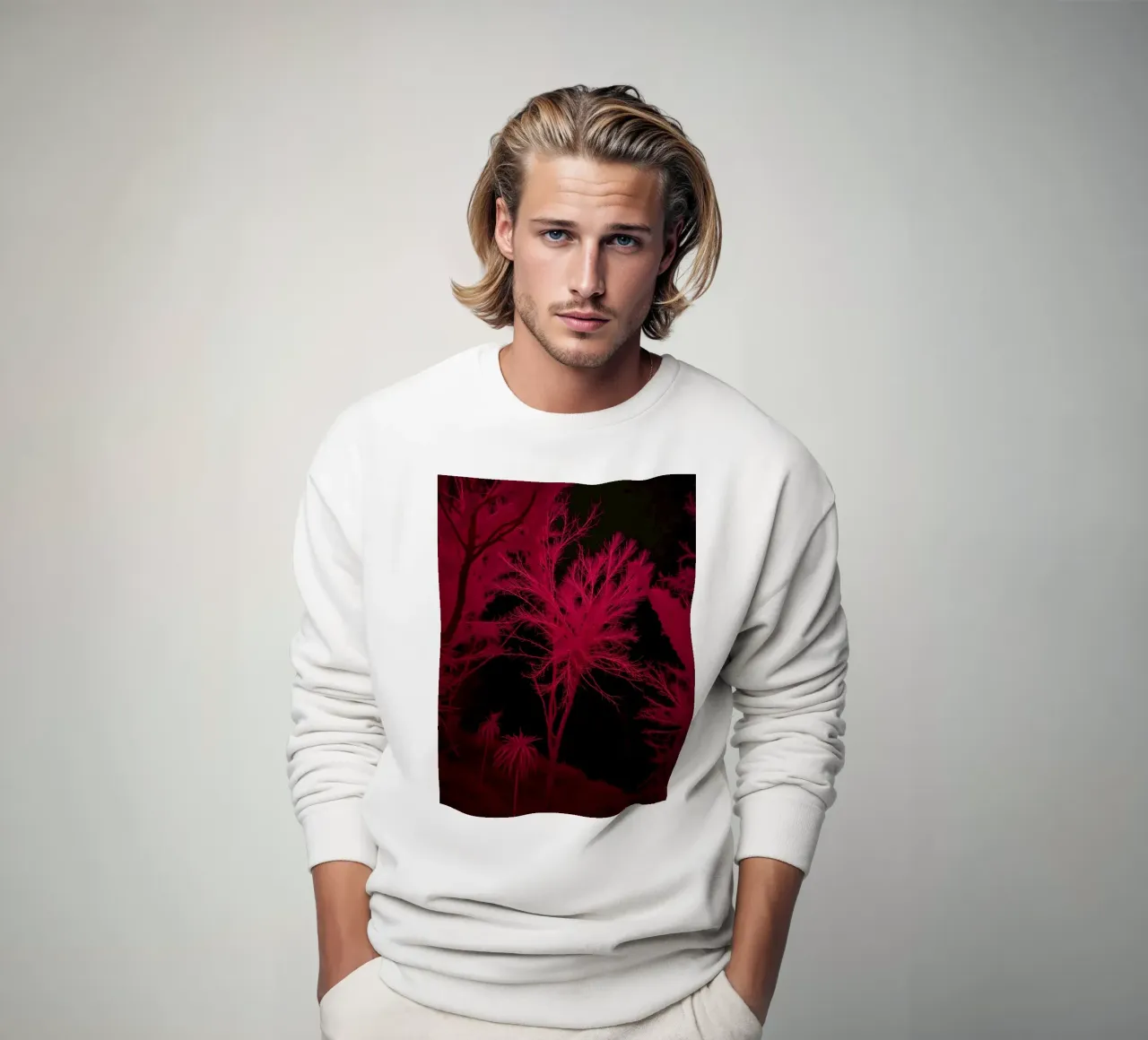 Il paesaggio vivido a infrarossi mostra alberi e piante luminose felpa da DesignDoodle