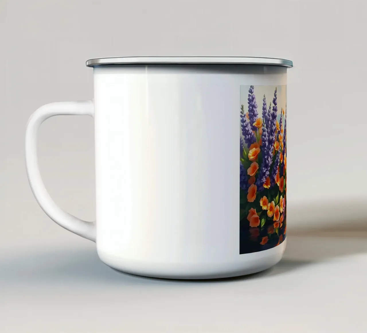 Fioritura in riva al lago tazza in smalto da Artistic-shop